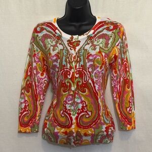 G-94‎ Evie Colorful 1/2 Sleeve Button Down Cardigan Sweater Size MP